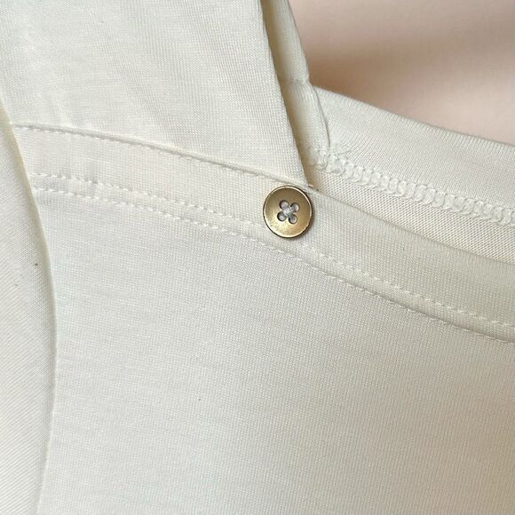 Coldwater Creek Top XL Short Sleeve Cream Supima Cotton Boat Neck Pullover NWT - Picture 4 of 9